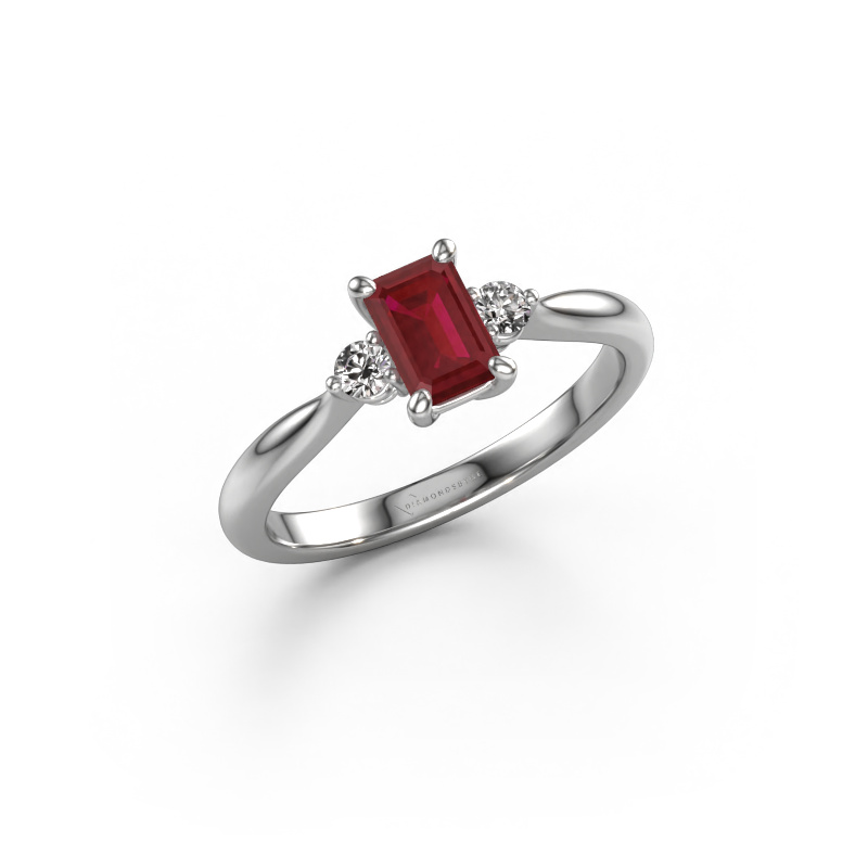 Image of Engagement ring Lieselot EME 950 platinum Ruby 6x4 mm