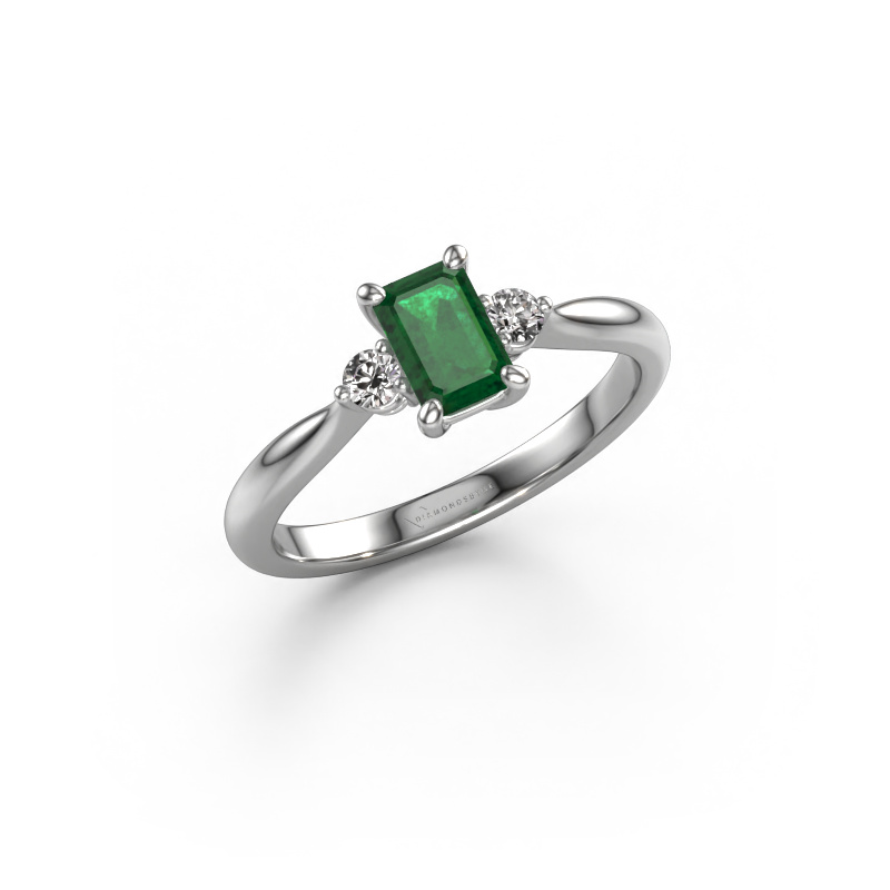 Image of Engagement ring Lieselot EME 950 platinum Emerald 6x4 mm