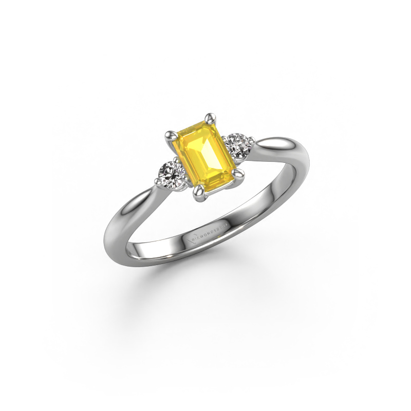 Image of Engagement ring Lieselot EME 950 platinum Yellow sapphire 6x4 mm