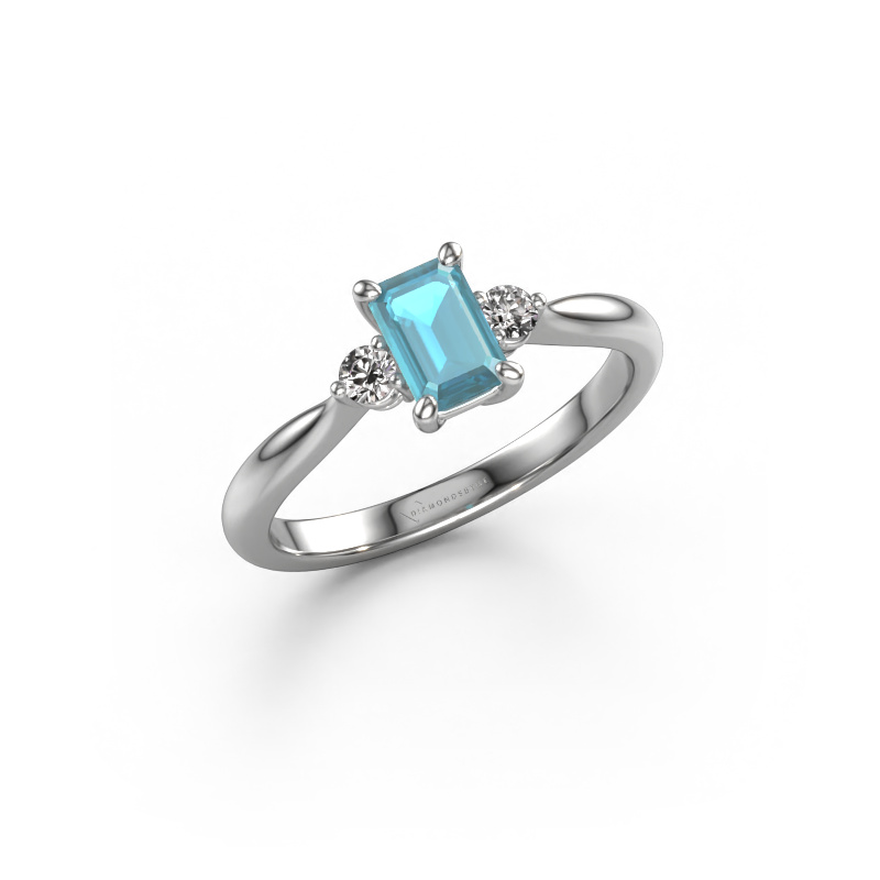 Bild von Verlobungsring Lieselot EME 950 Platin Blau Topas 6x4 mm