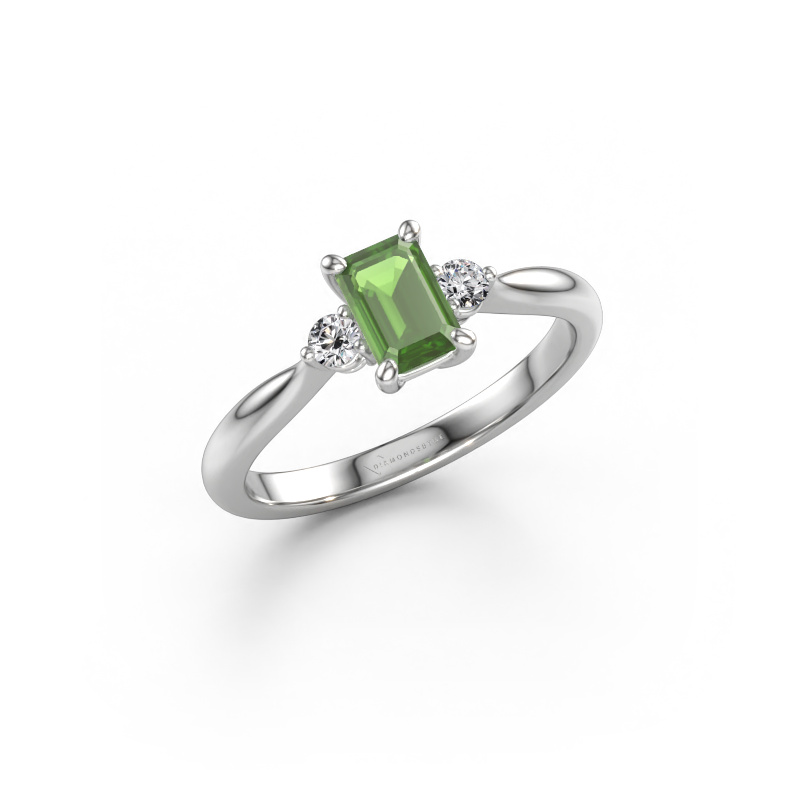Immagine di Anello di fidanzamento Lieselot EME 585 oro bianco Tormalina verde 6x4 mm