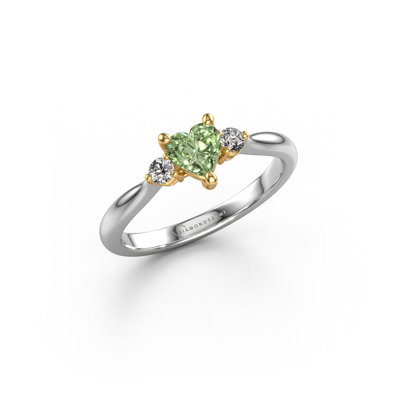 Image of Engagement ring Lieselot HRT 585 white gold Green lab grown diamond 5 mm