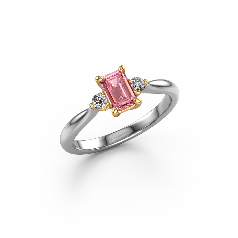 Image of Engagement ring Lieselot EME 585 white gold Pink lab grown diamond 6x4 mm