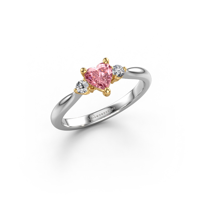 Image of Engagement ring Lieselot HRT 585 white gold Pink lab grown diamond 5 mm