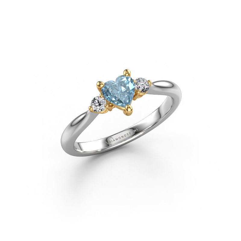 Image of Engagement ring Lieselot HRT 585 white gold Blue lab grown diamond 5 mm