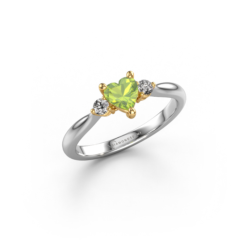 Image of Engagement ring Lieselot HRT 585 white gold Peridot 5 mm