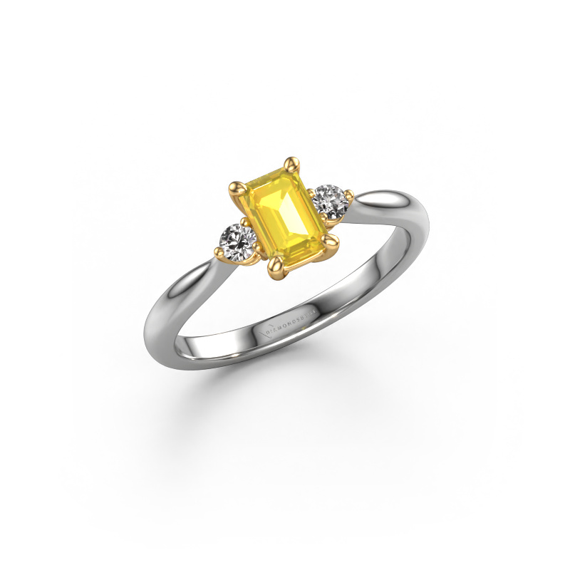 Bild von Verlobungsring Lieselot EME 585 Weißgold Gelb Saphir 6x4 mm