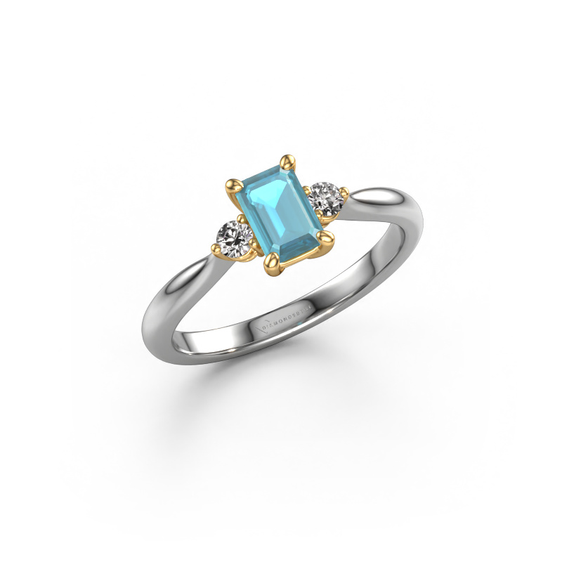 Image of Engagement ring Lieselot EME 585 white gold Blue topaz 6x4 mm