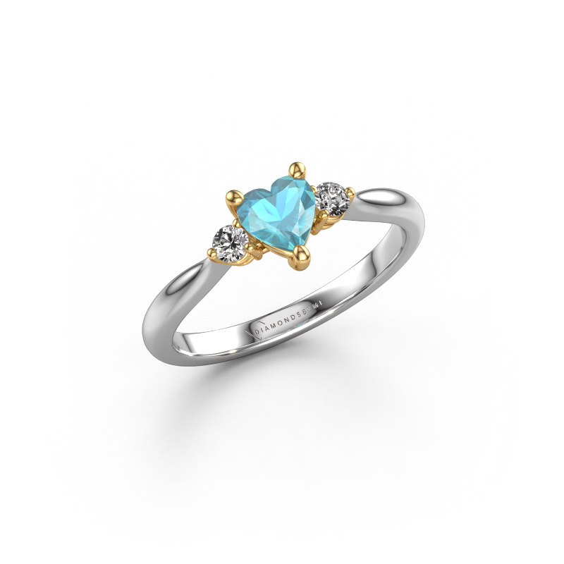 Image of Engagement ring Lieselot HRT 585 white gold Blue topaz 5 mm