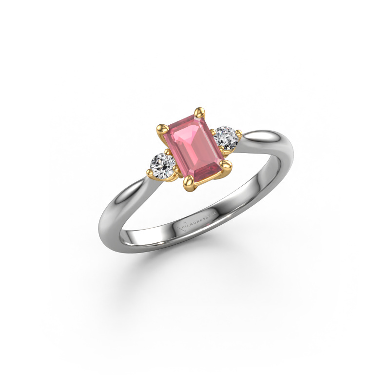 Image de Bague de fiançailles Lieselot EME 585 or blanc Rose tourmaline 6x4 mm