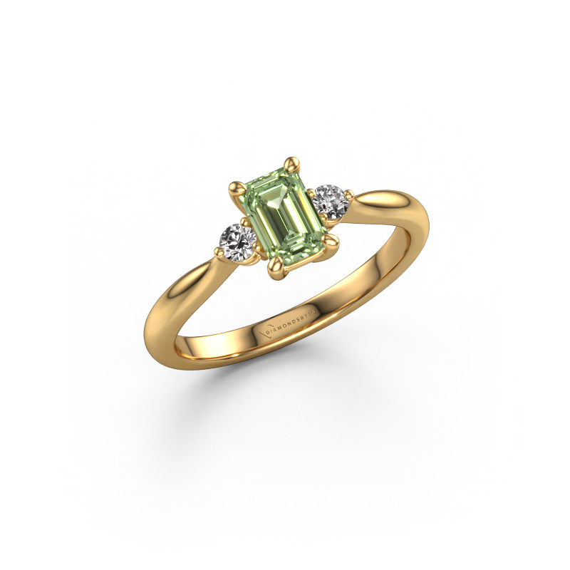 Bild von Verlobungsring Lieselot EME 585 Gold Grüner Labor-Diamant 6x4 mm