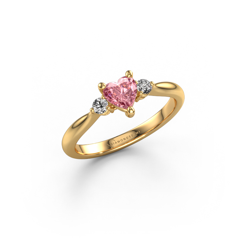 Image of Engagement ring Lieselot HRT 585 gold Pink lab grown diamond 5 mm