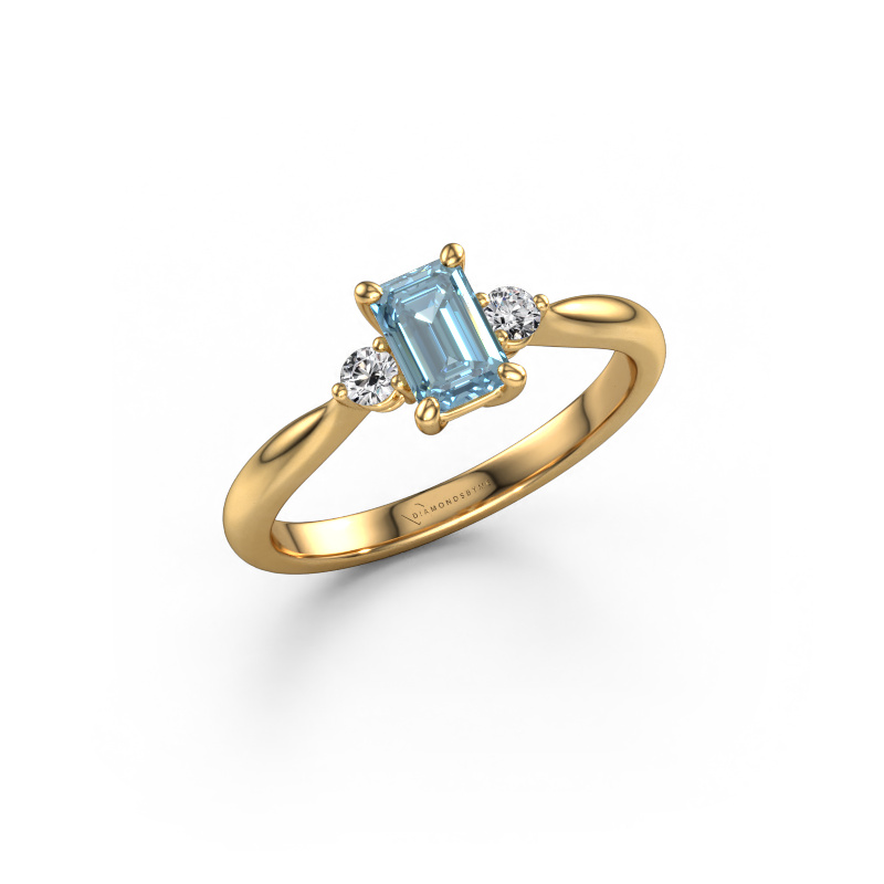 Image of Engagement ring Lieselot EME 585 gold Blue lab grown diamond 6x4 mm