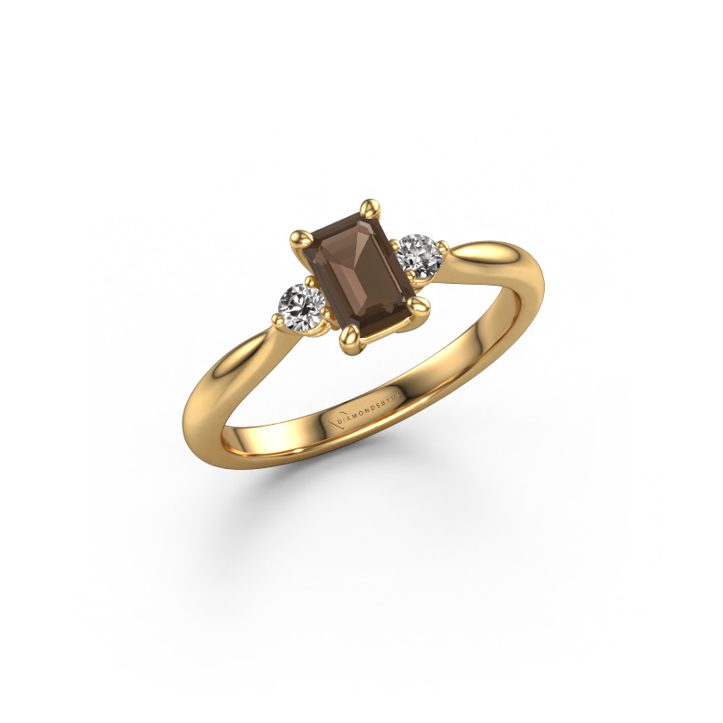 Image of Engagement ring Lieselot EME 585 gold Smokey quartz 6x4 mm
