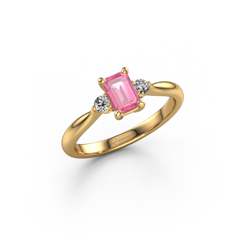 Image of Engagement ring Lieselot EME 585 gold Pink sapphire 6x4 mm