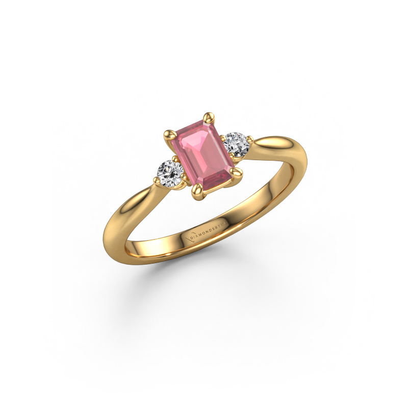 Image of Engagement ring Lieselot EME 585 gold Tourmaline pink 6x4 mm