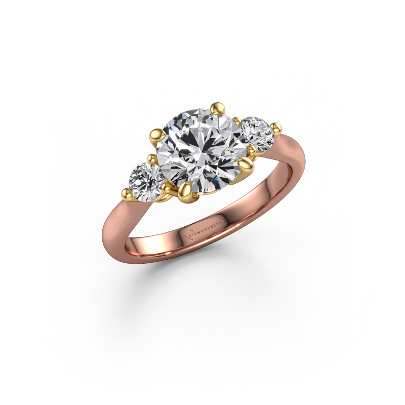 Image de Bague de fiançailles Lieselot RND 585 or rose Diamant 2.36 crt