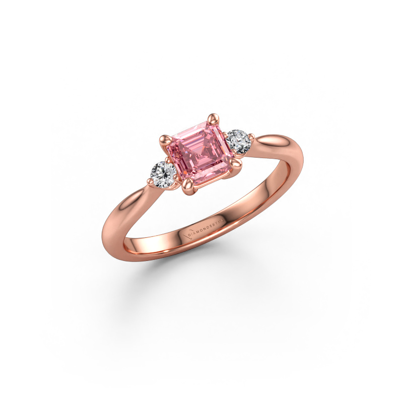 Image of Engagement ring Lieselot ASSC 585 rose gold Pink lab grown diamond 4.5 mm