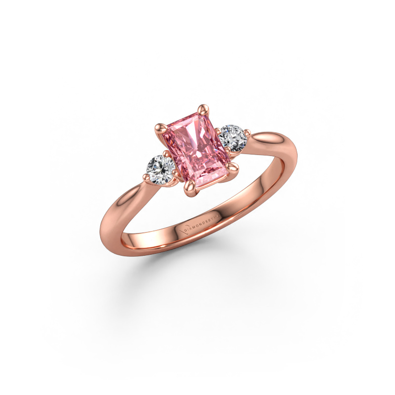 Image of Engagement ring Lieselot RAD 585 rose gold Pink lab grown diamond 6.5x4.5 mm