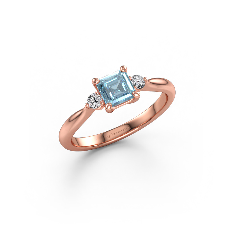 Bild av Förlovningsring Lieselot ASSC 585 roséguld Blå labbodlad diamant 4.5 mm