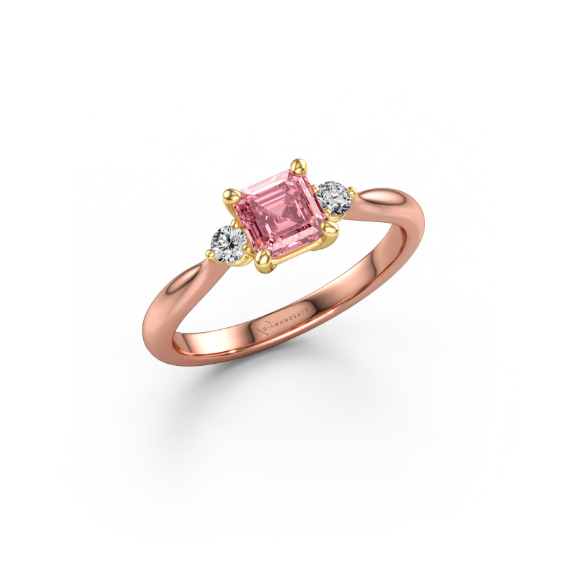 Image of Engagement ring Lieselot ASSC 585 rose gold Pink lab grown diamond 4.5 mm