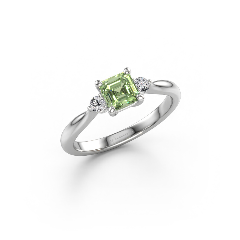 Immagine di Anello di fidanzamento Lieselot ASSC 950 platino Diamante lab grown verde 4.5 mm