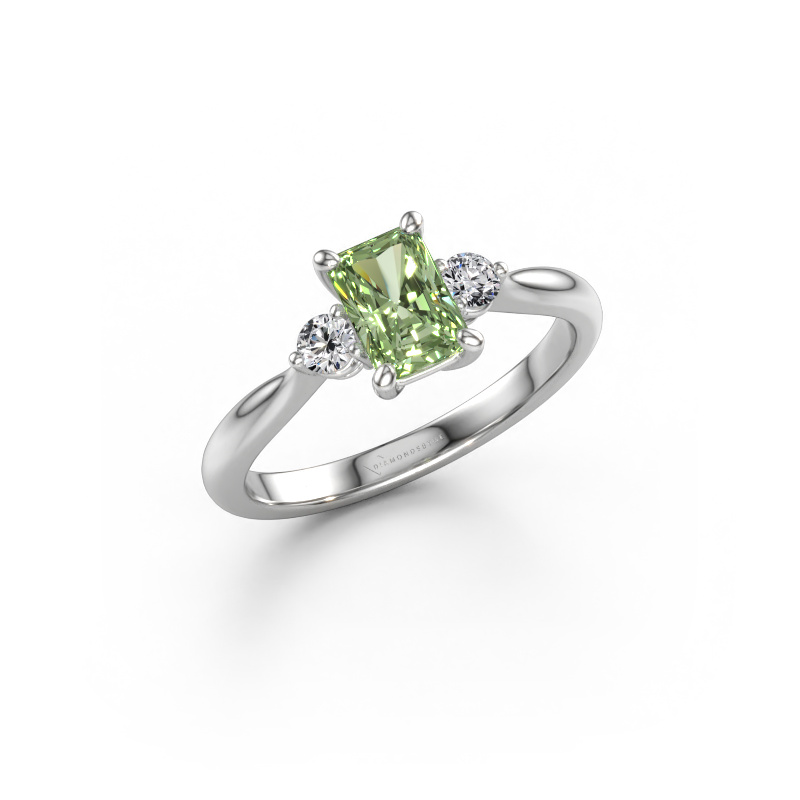 Bild av Förlovningsring Lieselot RAD 585 vitt guld Grön labbodlad diamant 6.5x4.5 mm
