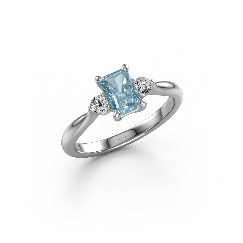 Image de Bague de fiançailles Lieselot RAD 950 platine Diamant synthétique bleu 6.5x4.5 mm