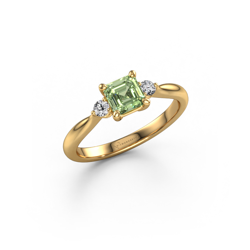Image of Engagement ring Lieselot ASSC 585 gold Green lab grown diamond 4.5 mm