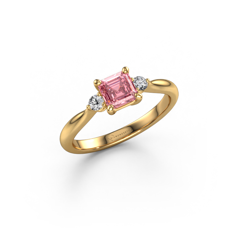 Image of Engagement ring Lieselot ASSC 585 gold Pink lab grown diamond 4.5 mm