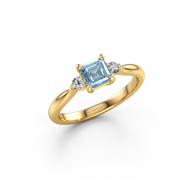 Image of Engagement ring Lieselot ASSC 585 gold Blue lab grown diamond 4.5 mm