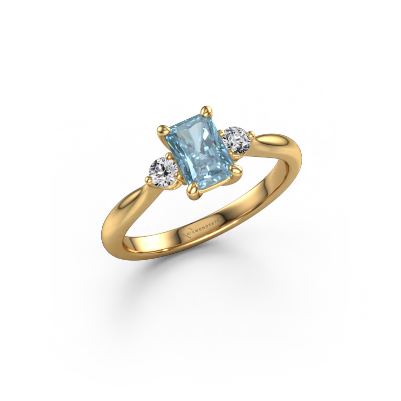 Image of Engagement ring Lieselot RAD 585 gold Blue lab grown diamond 6.5x4.5 mm