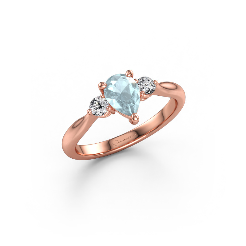 Bild av Förlovningsring Lieselot PER 585 roséguld Akvamarin 7x5 mm
