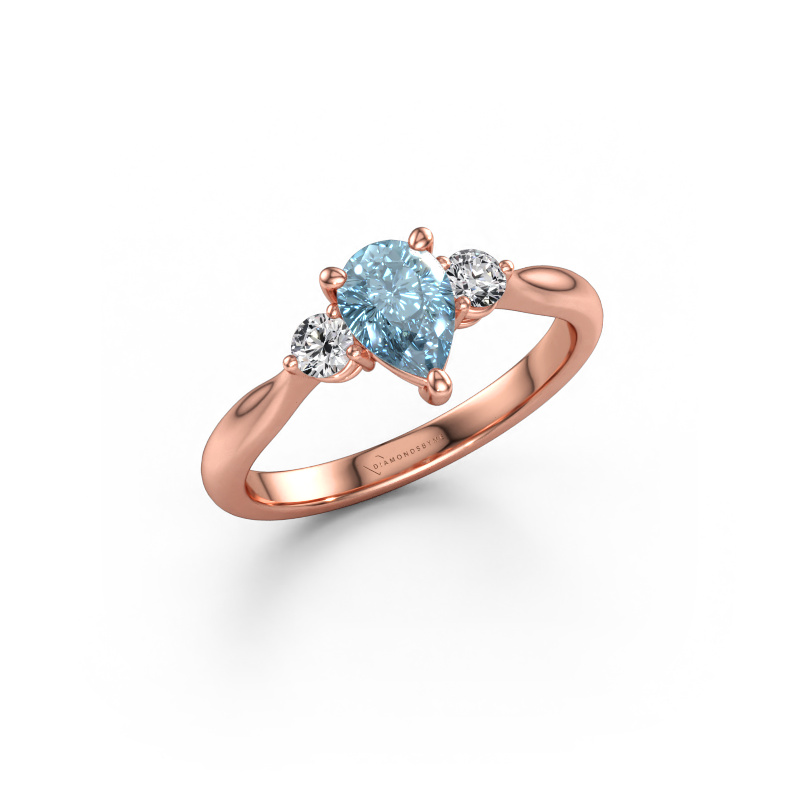 Immagine di Anello di fidanzamento Lieselot PER 585 oro rosa Diamante lab grown blu 7x5 mm
