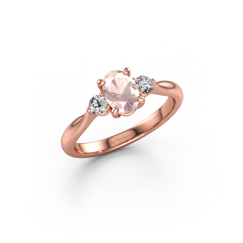 Bild av Förlovningsring Lieselot OVL 585 roséguld Champagnefärgad morganit 7x5 mm