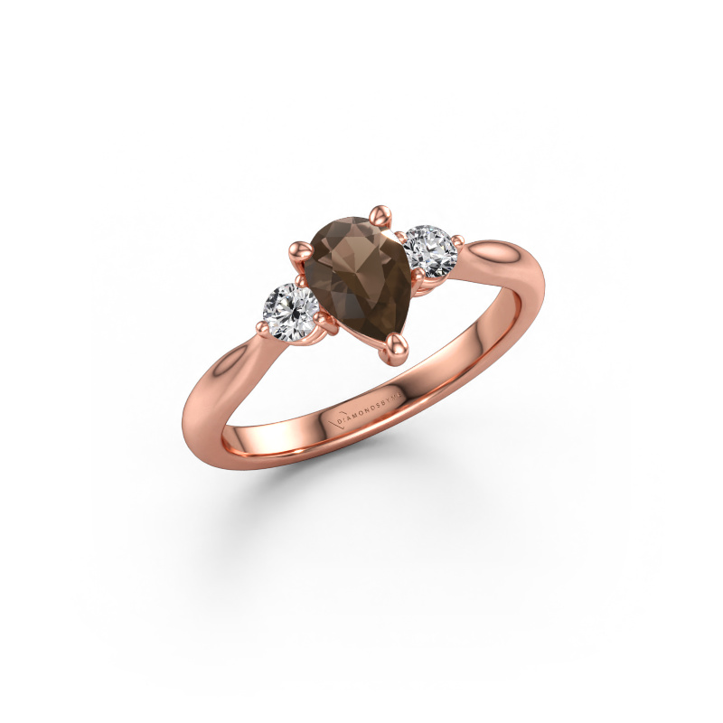 Bild av Förlovningsring Lieselot PER 585 roséguld Rökkvarts 7x5 mm