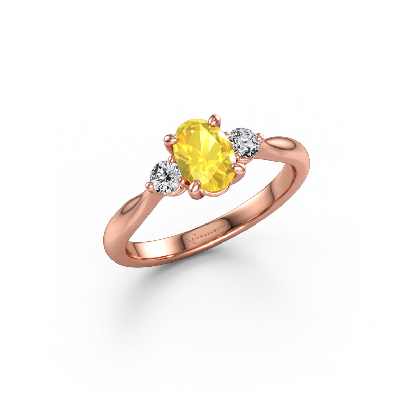 Image of Engagement ring Lieselot OVL 585 rose gold Yellow sapphire 7x5 mm
