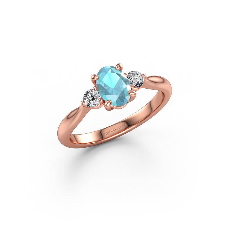 Immagine di Anello di fidanzamento Lieselot OVL 585 oro rosa Topazio blu 7x5 mm