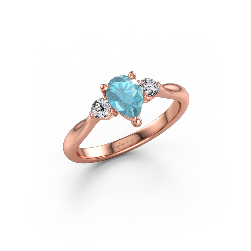 Immagine di Anello di fidanzamento Lieselot PER 585 oro rosa Topazio blu 7x5 mm