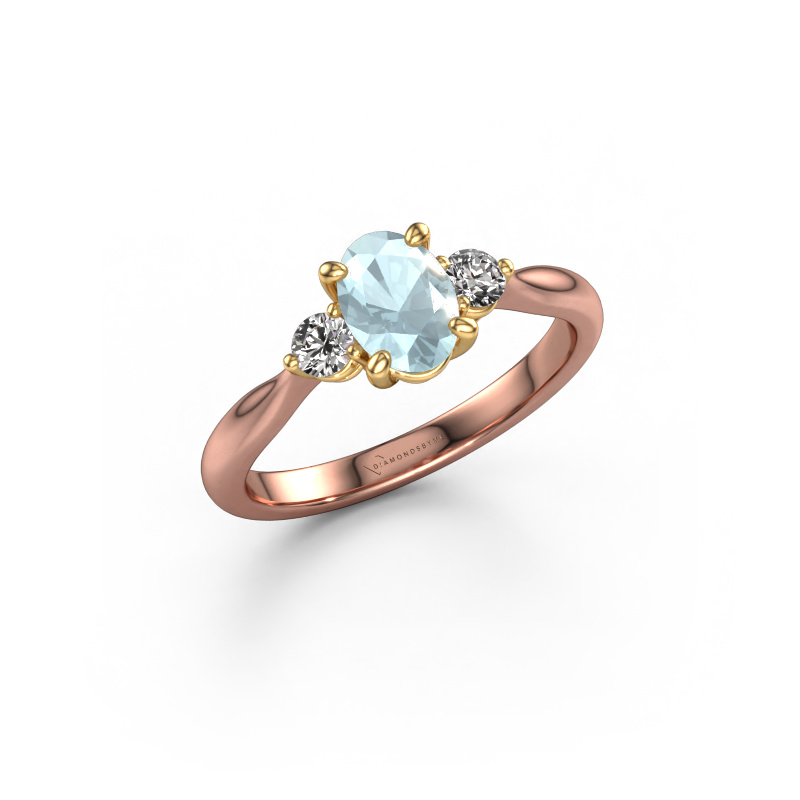 Image of Engagement ring Lieselot OVL 585 rose gold Aquamarine 7x5 mm