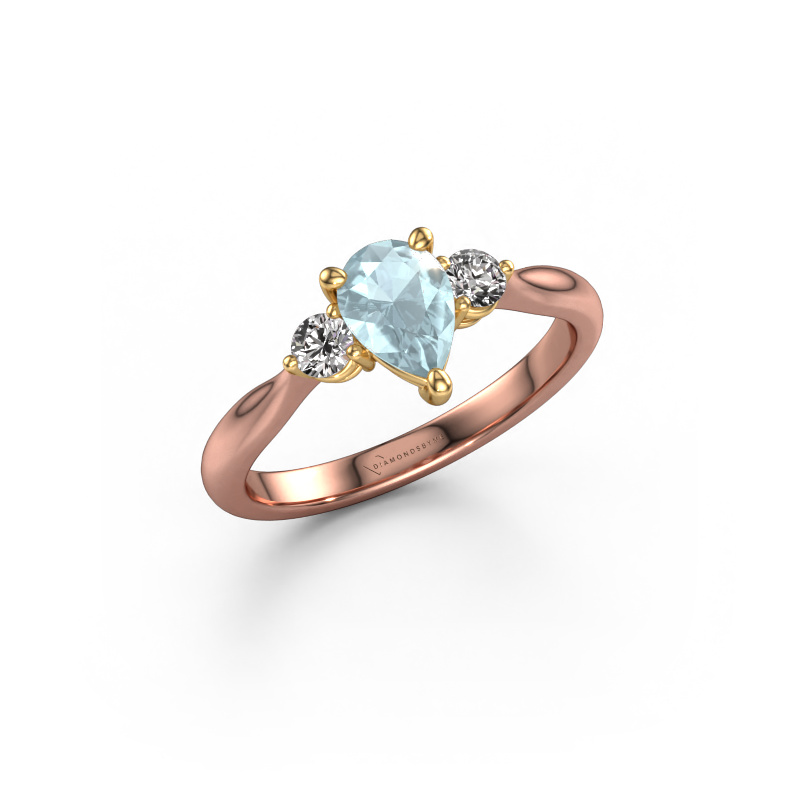 Image of Engagement ring Lieselot PER 585 rose gold Aquamarine 7x5 mm