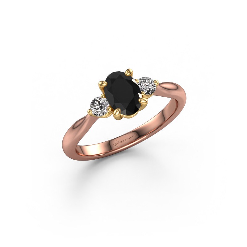 Image of Engagement ring Lieselot OVL 585 rose gold Black diamond 1.24 crt