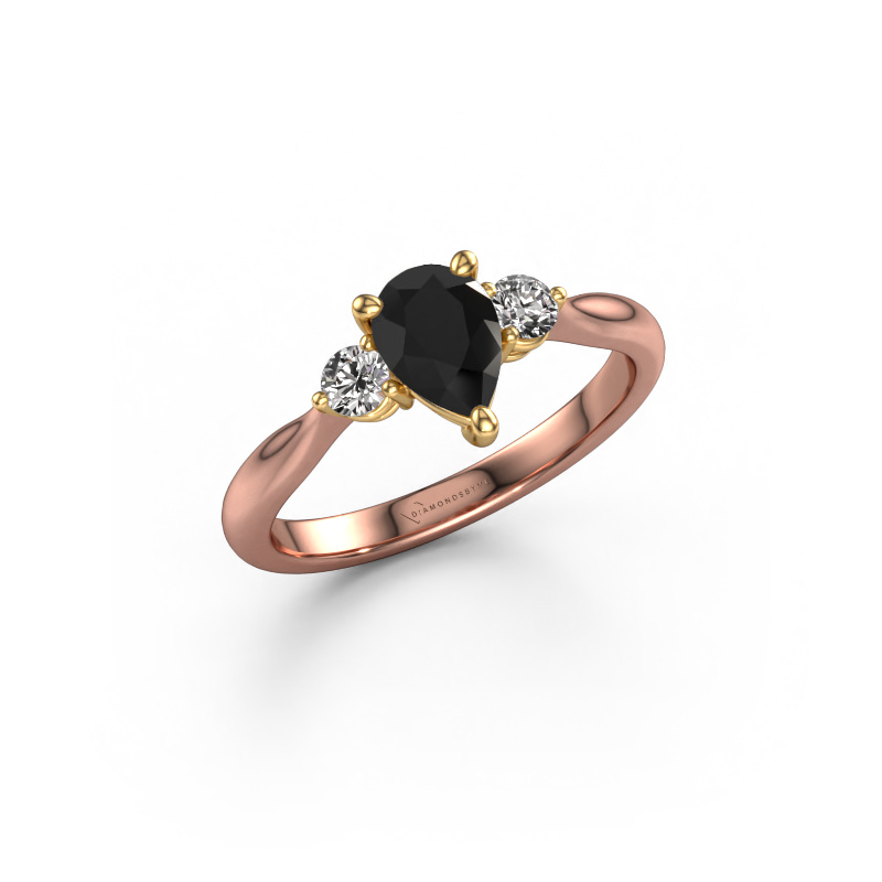 Image of Engagement ring Lieselot PER 585 rose gold Black diamond 1.19 crt