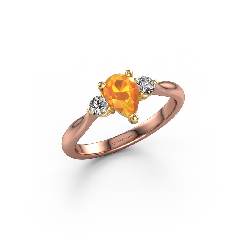 Image of Engagement ring Lieselot PER 585 rose gold Citrin 7x5 mm