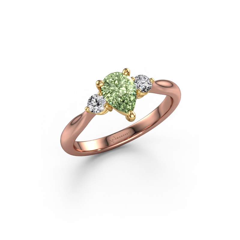 Bild von Verlobungsring Lieselot PER 585 Roségold Grüner Labor-Diamant 7x5 mm