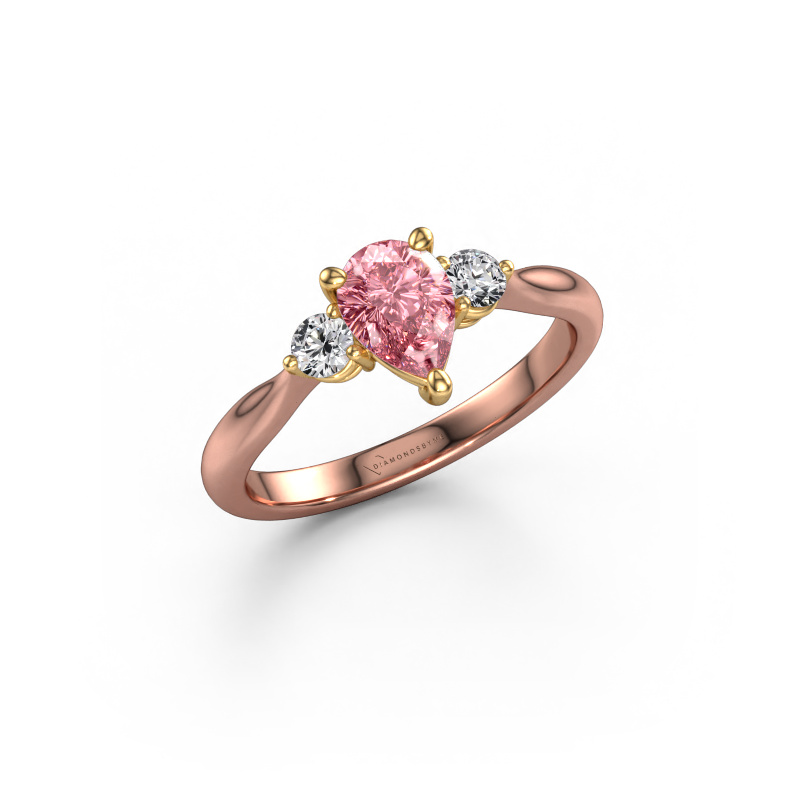 Image of Engagement ring Lieselot PER 585 rose gold Pink lab grown diamond 7x5 mm