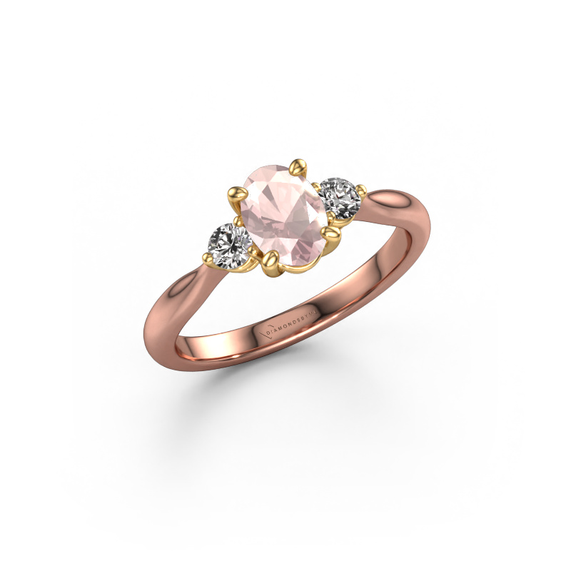 Image of Engagement ring Lieselot OVL 585 rose gold Morganite champagne 7x5 mm