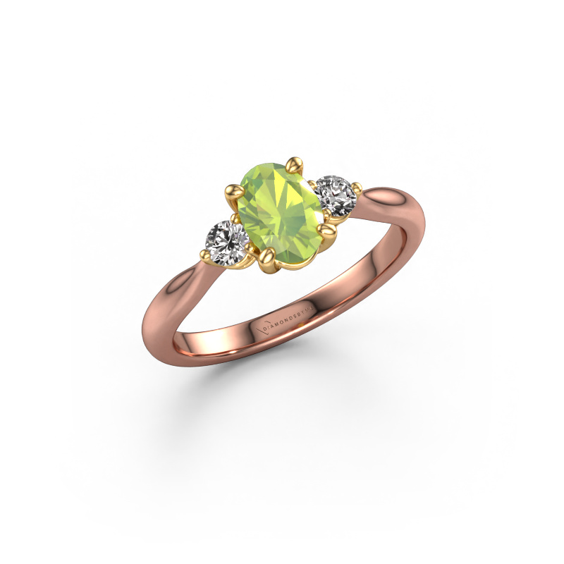 Image of Engagement ring Lieselot OVL 585 rose gold Peridot 7x5 mm