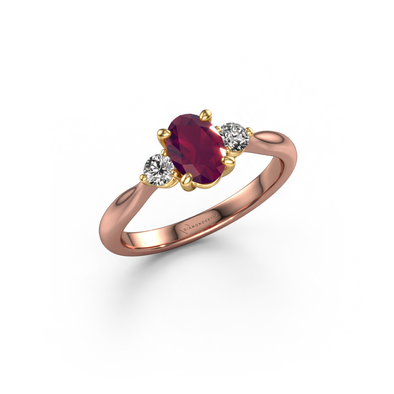 Image of Engagement ring Lieselot OVL 585 rose gold Rhodolite 7x5 mm
