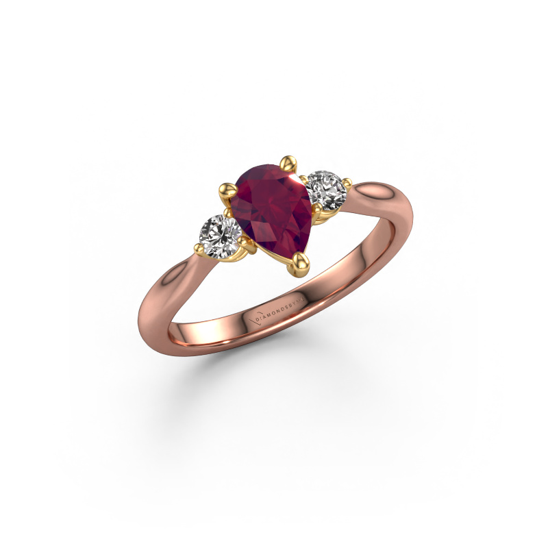 Bild von Verlobungsring Lieselot PER 585 Roségold Rhodolit 7x5 mm